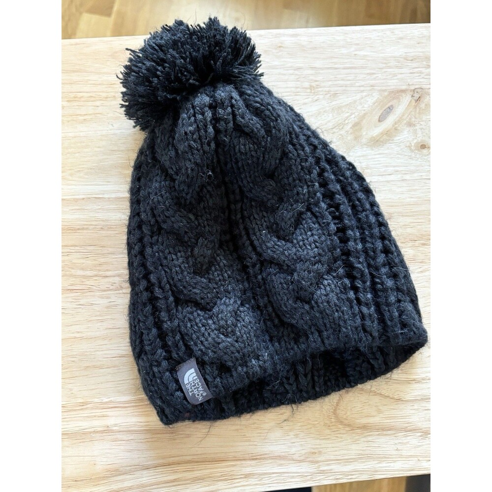 THE NORTH FACE Cable Minna Pom Fleece Lined Beanie Hat TNF Black OS Knit